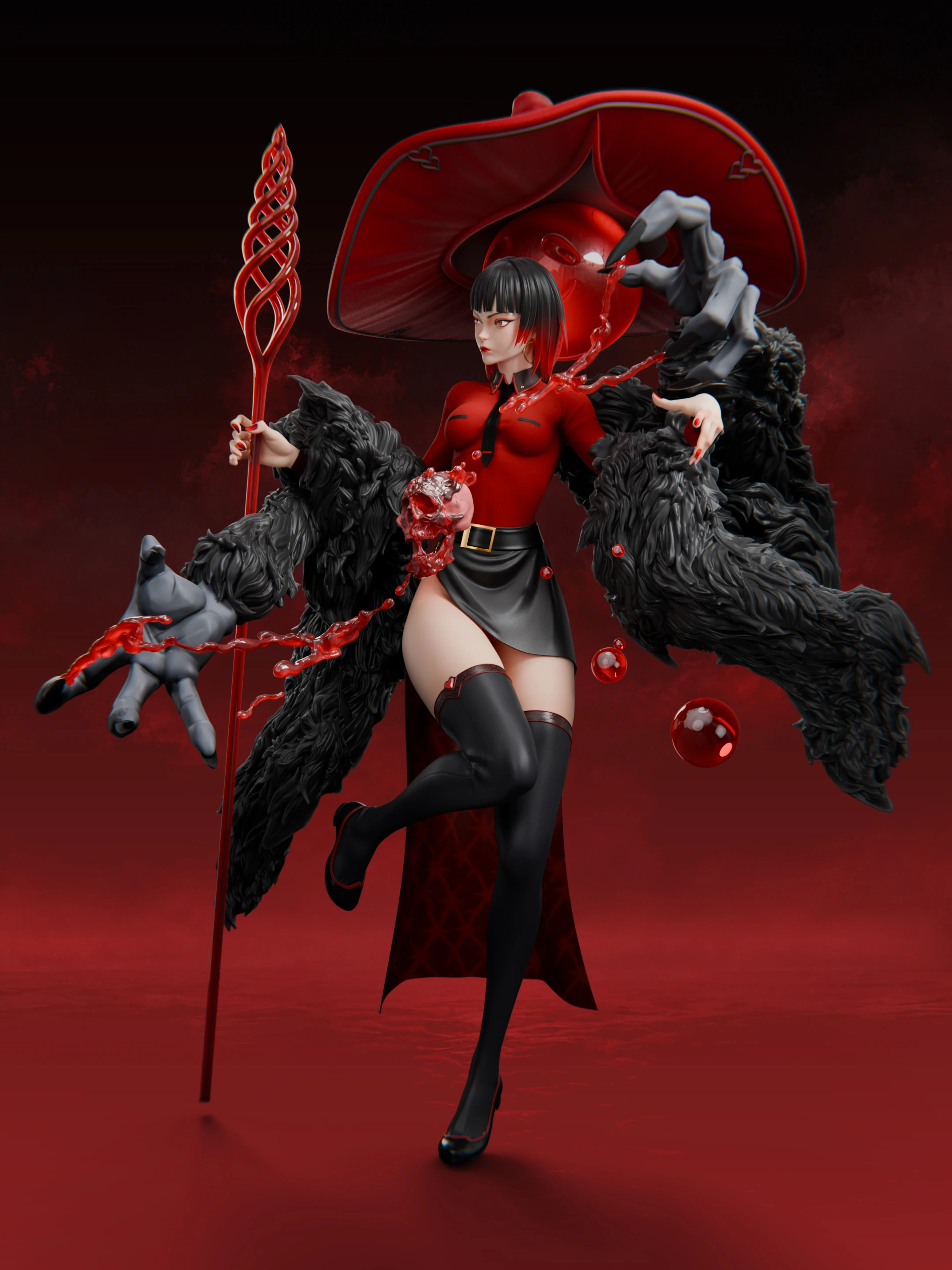 Raven Spirit红色背景侧面展示