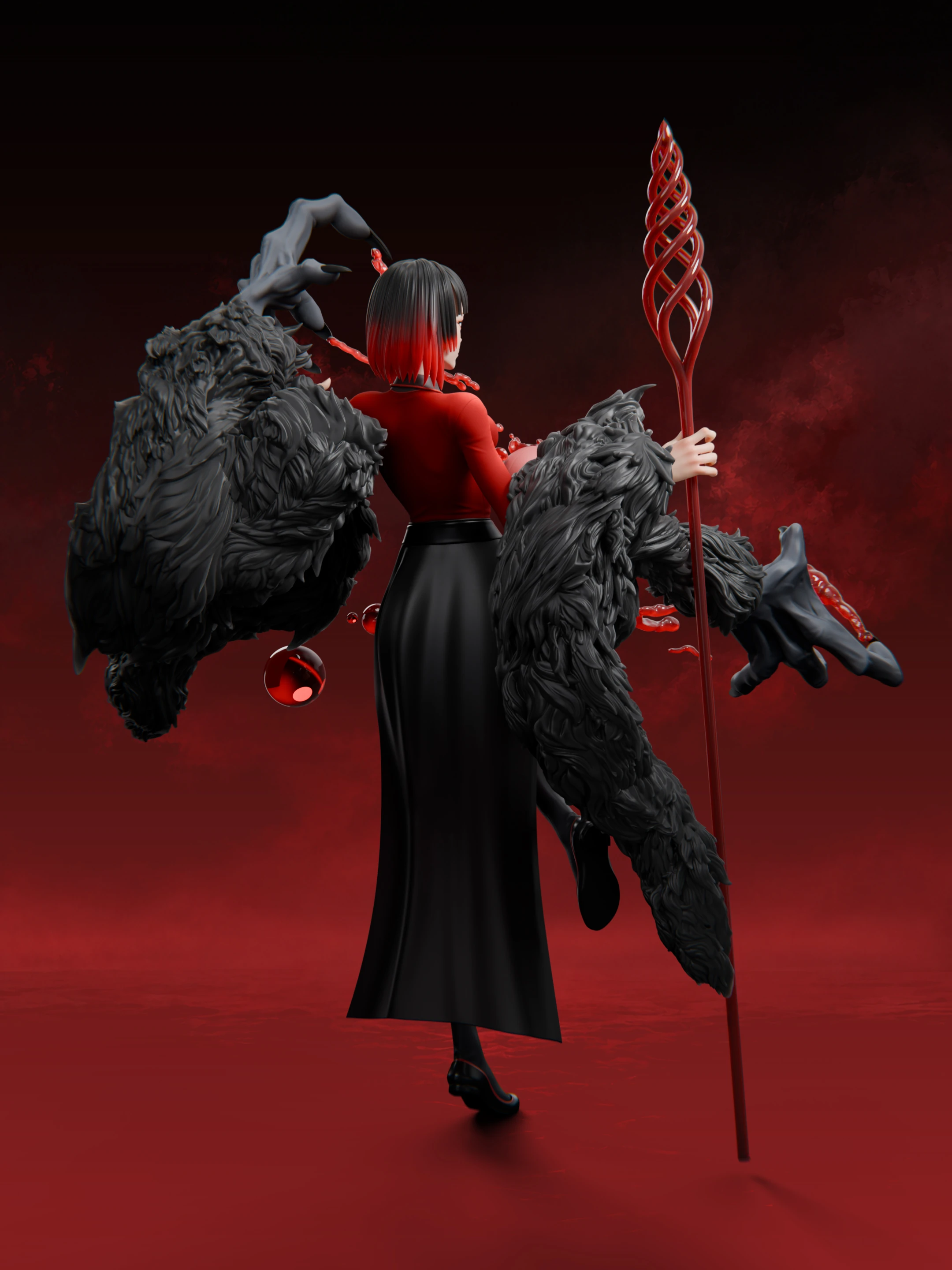 Raven Spirit红色背景背面展示